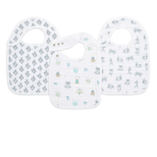 Now + Zen Cotton Muslin Snap Bib 3pk | aden + anais