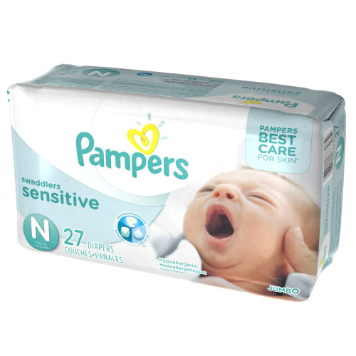 Pampers Swaddlers Sensitive Newborn Diapers Size 0 27 count