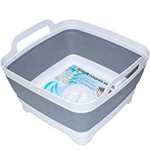 Amazon.com: DUYKQEM Dish Basin Collapsible with Drain Plug Carry Handles for 9 L Capacity, Collapsible Sink Tub, Dish Wash Basin, Portable Dish Tub, Foldable Dishpan for Camping Dish Washing Tub and RV Sink : Home & Kitchen