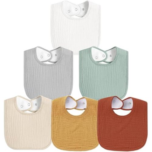 Muslin Baby Bibs for Boys Girls, Soft Cotton Baby Drool Bibs, Drooling and Teething Bibs for Infant, Newborn