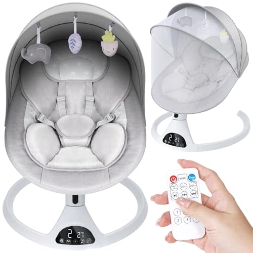 Omzer Electric Baby Swing for Infant - Bluetooth Enabled Remote Control Music Speaker Baby Swing with Timing Function & 5 Swings Speed.