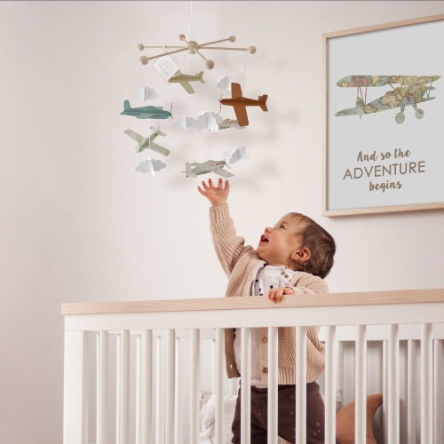 Vintage Airplane Mobile. Planes Baby Mobile. Pilot Baby Crib Hanger. Gender-Neutral Mobile. Little Traveler Baby Gift. Nursery Decor Mobile
