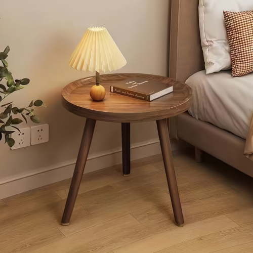 MEHOOM Round Wooden End Table, 16"x16"x19" Farmhouse Small Table, Side Table for Living Room Bedroom Indoor