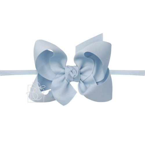 Nylon Headband with Large Bow in Millennium Blue