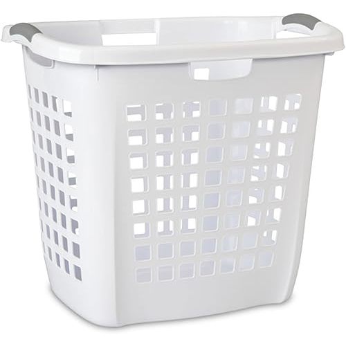Sterilite Ultra Easy Carry Laundry Hamper, Comfort Handles to Easily Carry Clothes Between the Bedroom and Laundry Room, Plastic, White, 4-Pack