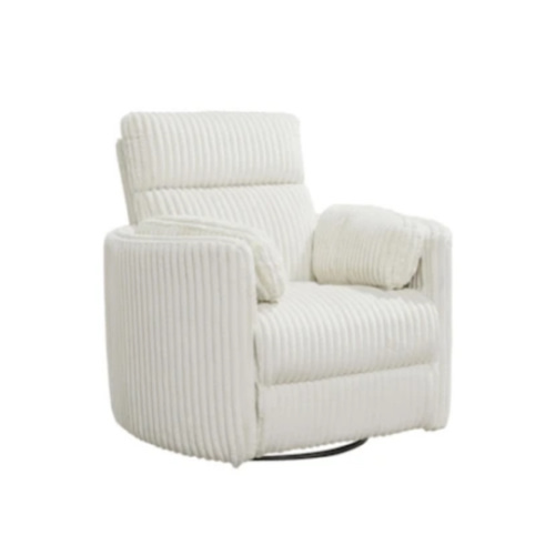 Rayna Ivory Plush Nursery Channeled 40" Power Swivel Glider Recliner With USB Port | Rocker | Living Spaces