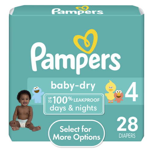 Pampers Baby Dry Baby Diapers Size 4, 28 Count (Select for More Options)