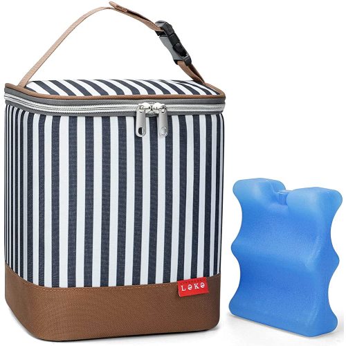 Lekebaby Baby Bottle Bag with Ice Pack Fits 4 Baby Bottles, BreastMilk Cooler Bag for Nursing Mom Daycare