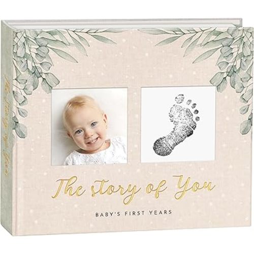 Baby Memory Book & Newborn Keepsake Journal First Year Memory Book for Boy or Girl Gender Neutral Milestone Book with 24 Stickers Perfect First Mothers Day Gift
