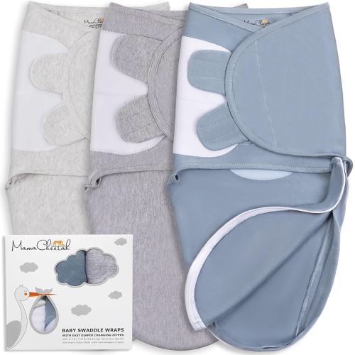 Mama Cheetah Baby Swaddle Blanket with Zipper, Newborn Swaddle Sack, Baby Swaddling Sleep Sack 3-6 Months for Baby Boy & Girl, 3-Pack