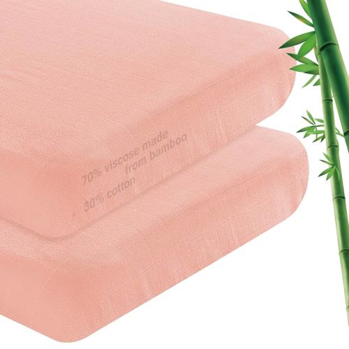 Muslin Bedside Sleeper Bassinet Sheets 2 Pack to Fit Mika Micky & Milliard & MiClassic Bassinet, Bassinet Sheets for Baby Girl, Soft Breathable Muslin Bassinet Sheet(34"x21"x5"), Pink