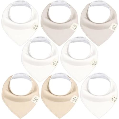 KeaBabies 8pk Organic Baby Bandana Bibs for Drooling and Teething, Purest