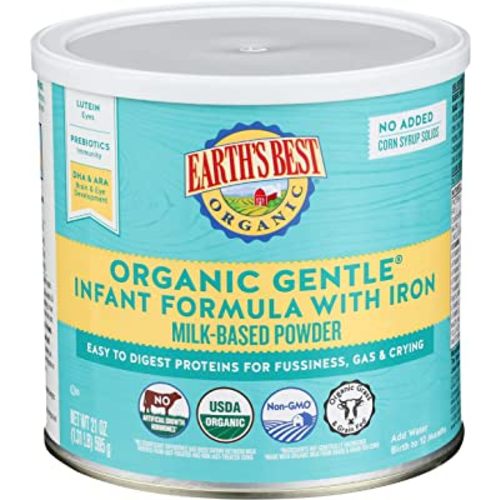 Earth's Best Organic Baby Formula for Babies 0-12 Months, Powdered Milk-Based Gentle Formula with Iron and Easy to Digest Proteins, 21 oz Formula Container