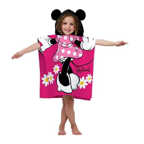 Disney Minnie Mouse Hooded Poncho Towel for Toddlers - Ideal for Bath, Beach & Pool