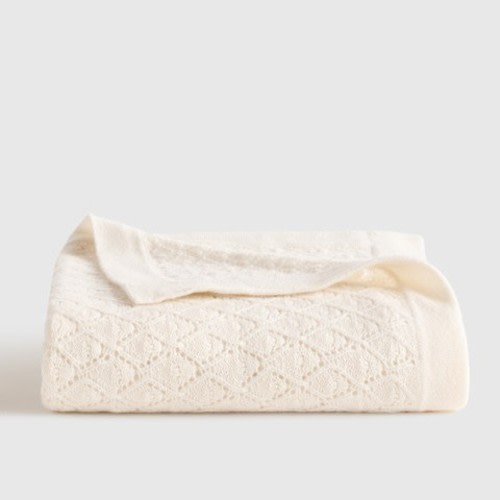 Quince Mongolian Cashmere Pointelle Baby Blanket - Ivory