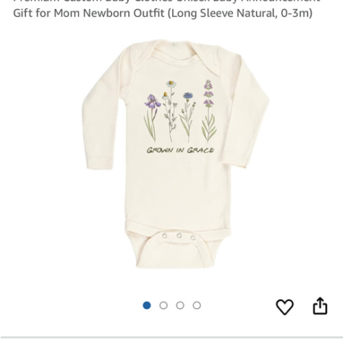 Cute Baby Bodysuit Grown In Grace Wild Flowers Shirt Premium Custom Baby Clothes Unisex Baby Announcement Gift for Mom Newborn Outfit (Long Sleeve White, 18m)