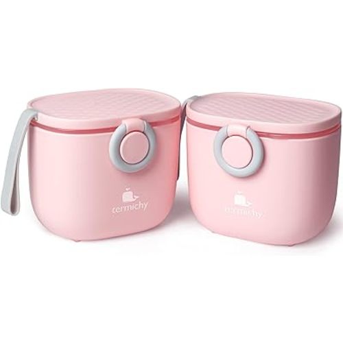Termichy Baby Formula Dispenser, Portable Milk Powder Dispenser Container with Carry Handle and Scoop for Travel Outdoor Activities with Baby Infant, 8.8OZ, 0.55LB, 250g (Pink-2pack)