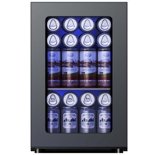 Simzlife 6 Bottles and 24 Cans Mini Beverage Refrigerator & Portable Wine Cooler Refrigerator with Glass Door, Mini Countertop Wine Fridge for Home/Office/Bar,Black