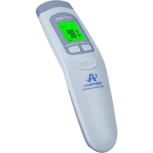 Amplim Non-Contact Forehead Thermometer for Kids and Adults. AmpMed FSA HSA Approved No-Touch Baby Head Temporal Thermometer. Touchless Digital Fever Thermometer for Accurate Temperature Reading