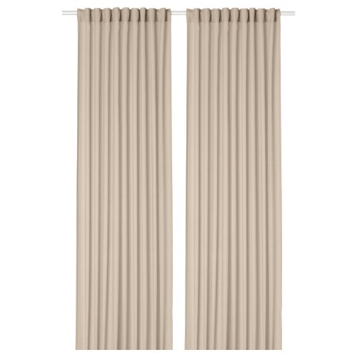 ROSENROBINIA Sheer curtains, 1 pair - beige/with heading tape 57x98 "