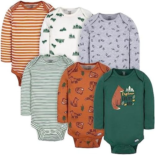 Gerber Baby Boys' 6-Pack Long-Sleeve Onesies Bodysuit