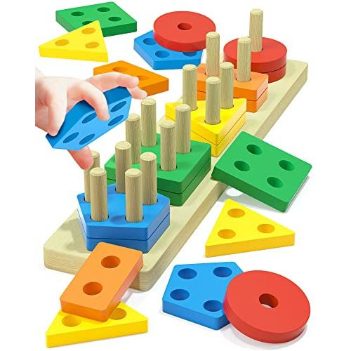 Zartores Montessori Toys for 1 2 3 Year Old Boys Girls Toddlers, Wooden Sensory Toys for Ages 2-4, 1 2 Year Old Boy Girl Birthday Gifts, Educational Toddler Learning Puzzles