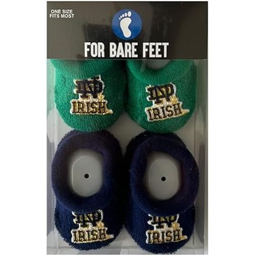 FBF - NCAA Infant Bootie Socks 0-12 Months - 2 Pack - Notre Dame Fighting Irish