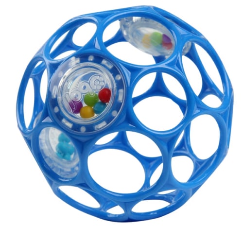 Bright Starts Oball Easy-Grasp Rattle BPA-Free Infant Toy in Blue, Age Newborn and up, 4 Inches