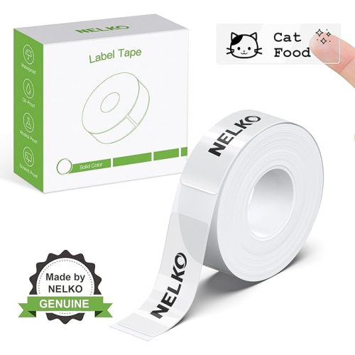 Nelko Genuine P21 Label Maker Tape, Adapted Label Print Paper, 14x40mm (0.55"x1.57"), Standard Laminated Office Labeling Tape Replacement, Multipurpose of Home, Office, 180 Labels/Roll, Transparent