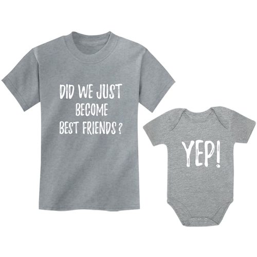 Tstars Did We Just Become Bestfriends? Big Brother Sister Little Bro Sis Matching Sibling Kids Shirt & Baby Bodysuit Set