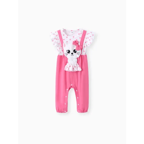 Baby Girl Sweet Hyper-Tactile 3D Giraffe Short Sleeve Jumpsuit Only $21.99 PatPat US Mobile
