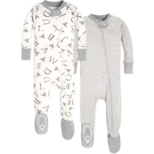Burt's Bees Baby Boys' Pajamas, Zip-Front Non-Slip Footed Sleeper, Organic Cotton