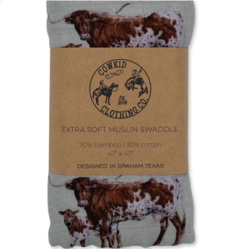 Sagebrush Longhorn Bamboo Muslin Swaddle – Cowkid Clothing Company