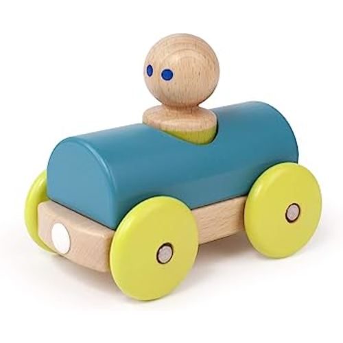 3 Piece Tegu Magnetic Racer Building Block Set, Teal