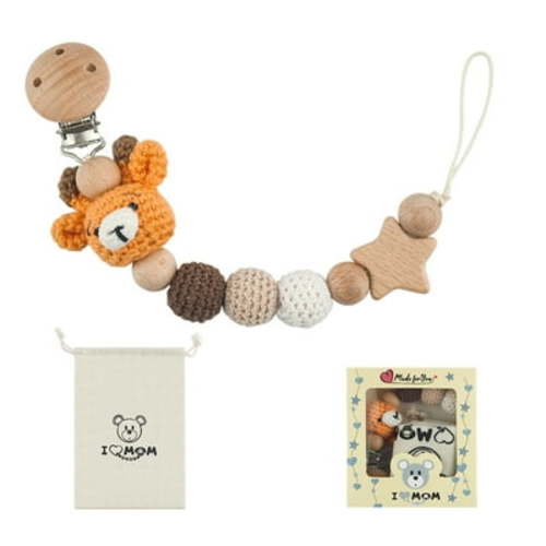 Pacifier Clip, Cute Animal Pacifier Holder Clip for Boys and Girls, Most Pacifiers, Baby Teethers, Baby Shower and Baby Essentials (Deer)