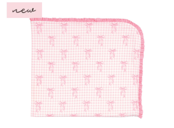 Gingham Bow Arrival Blankets - Set of Two | Mud Pie