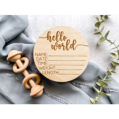 Hello World Sign Birth Stats Sign Baby Name Announcement - Etsy