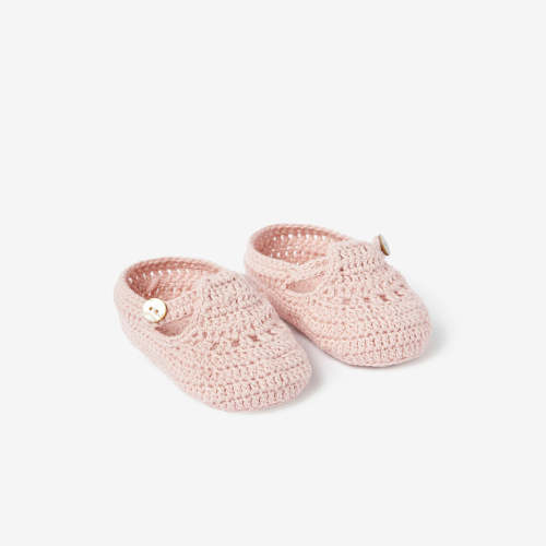 Blush T-Strap Hand Crocheted Baby Booties
– Elegant Baby