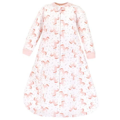 Hudson Baby Infant Girls Premium Quilted Long Sleeve Sleeping Bag and Wearable Blanket, Coral Unicorn, 0-6 Months