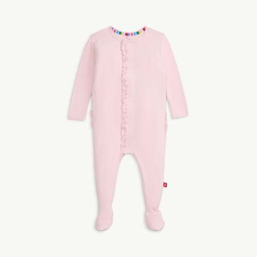pink dogwood RightFit™ magnetic parent favorite footie with ruffles – Magnetic Me
