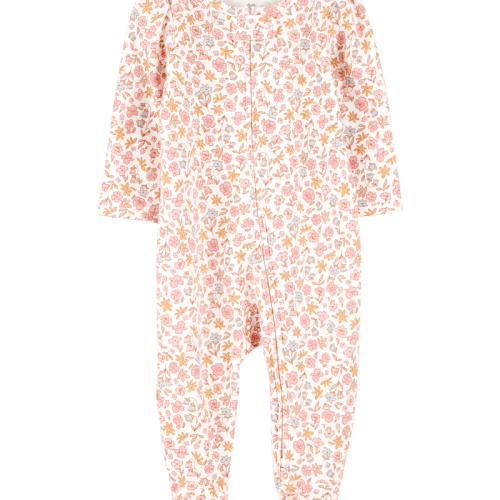 Pink Baby Girl Floral 2-Way Zip Cotton Sleeper pyjamas | Carter’s Oshkosh Canada
