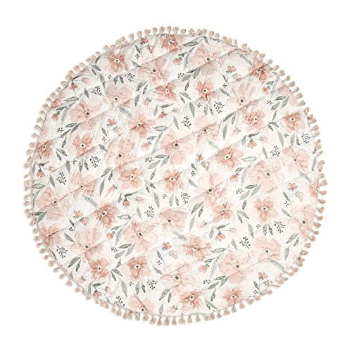 Crane Baby Activity Mat, Infant and Baby Quilted Playmat for Boys and Girls, Pink Floral, 40” x 40”