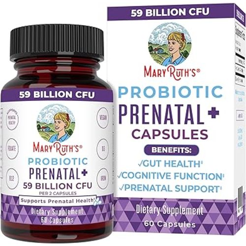 MaryRuth's Prenatal Vitamins & Probiotics | 59 Billion CFU | Vitamin D3 & B12 | Iron | Folate | Selenium | Choline | Vegan | Non-GMO | 60 Capsules