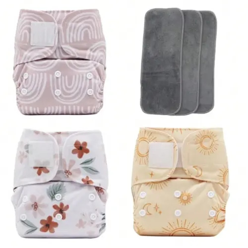 6 Pcs Per Set Of 3 Diapers With 3 Inserts Baby Reusable Diapes Washable And Adjustable | SHEIN USA