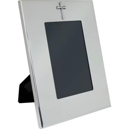 Pewter Frames Vertical Wide Border Frame w/Cross 4" x 6"