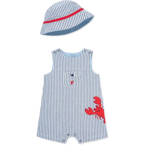 Little Me baby-boys 2-piece Seersucker Sunsuit Swim Essentials Playwear and Hat Set