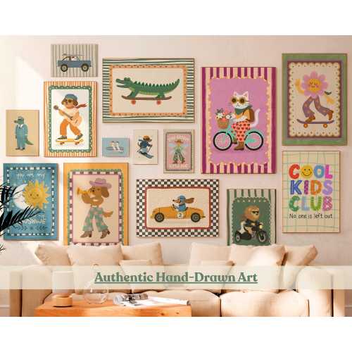 Kids Wall Art Mega Bundle 100 Printable Unisex Posters Nursery Decor Set Animal Prints Playroom Artwork Room Decor Retro Illustration Poster