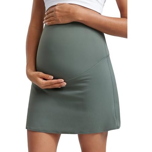 Maternity Skirt with Shorts, Gray Sage
