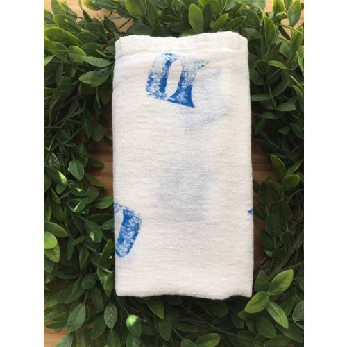 Duke - Mini Blanket - Swaddle Blanket - Lovey - Cotton - Hand Stamped - Vintage Inspired - You Pick Paint Color