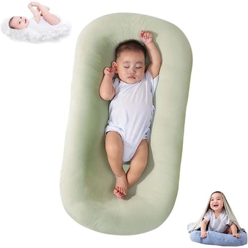 Baby Lounger Pillow for Newborn 0-24 Months, Newborn Lounger Nest Sleeper, Infants Lounger Pillow Soft Breathable (Green,0-8Months)